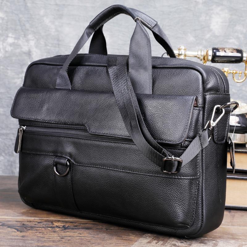Leather Briefcase - Grande bolsa de couro genuíno dos