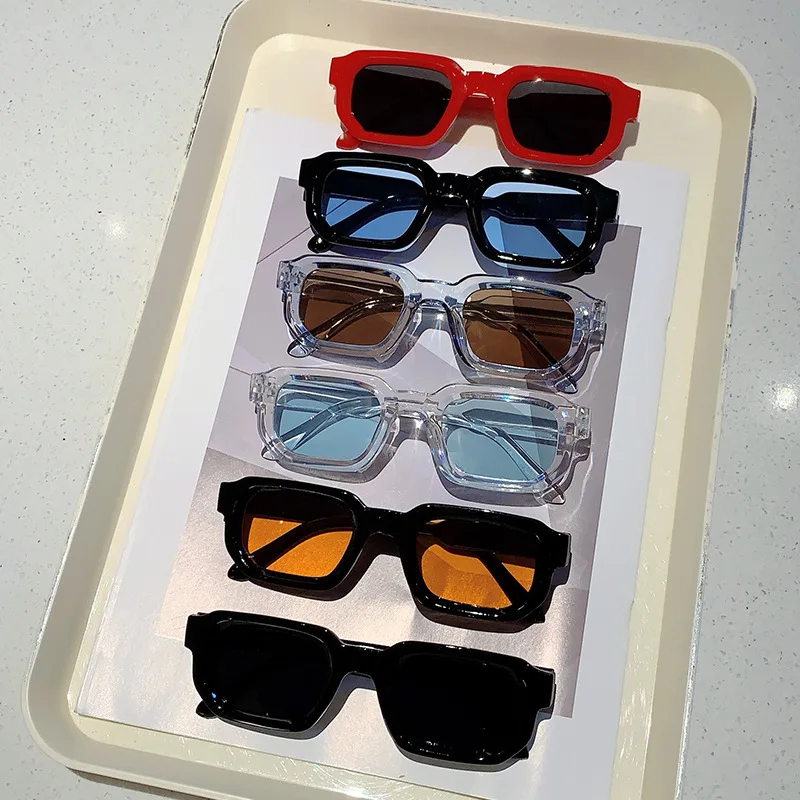Designer Sunglasses - Óculos de Sol Retangulares Vintage para