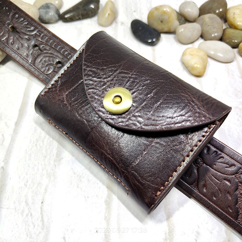 Leather Wallet Men - Blong-Mini bolsa de cintura de couro