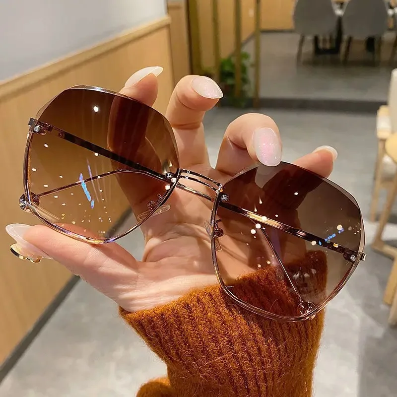 Designer Sunglasses - Óculos de sol de metal poligonal,