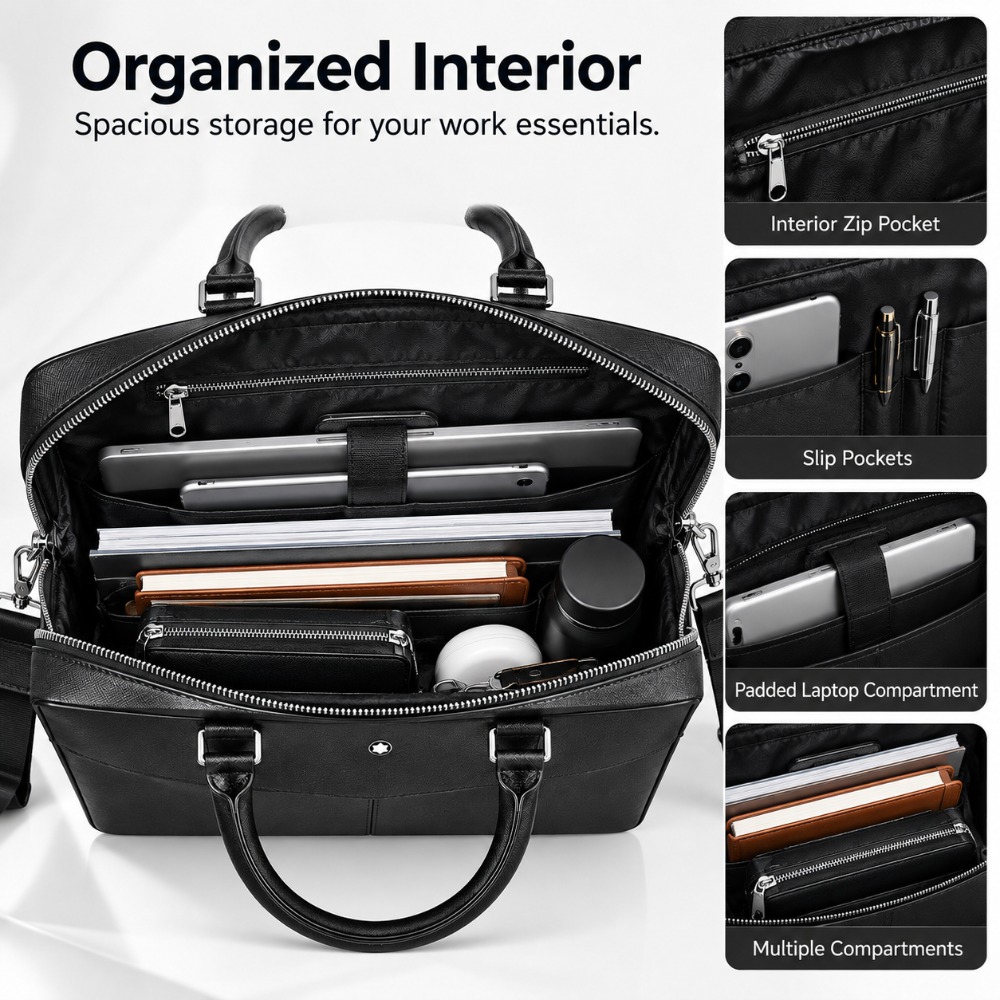 Mala Executiva Masculina de Lu - Leather Briefcase avaliação e preço