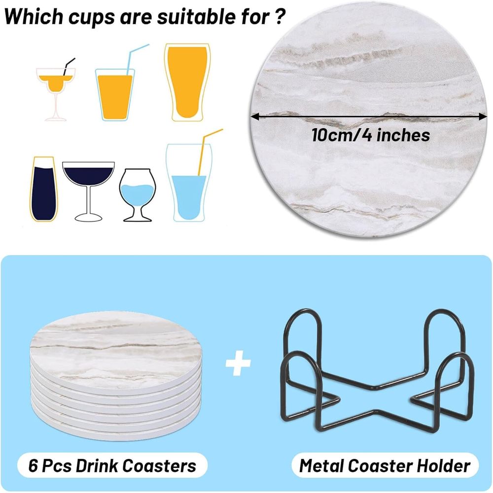 Conjunto de 6 Porta-Copos Abso - Marble Coaster Set avaliação e preço