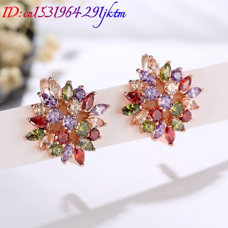 Brincos de flores de cristal n - Gold Plated Jewelry avaliação e preço