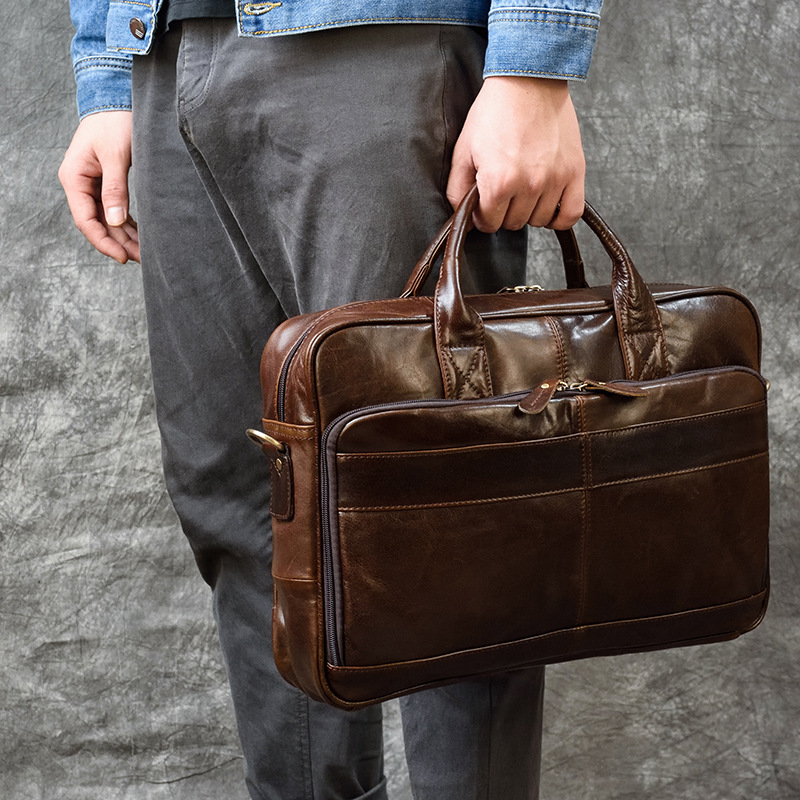 Bolsa De Couro Genuíno De Luxo - Leather Briefcase avaliação e preço