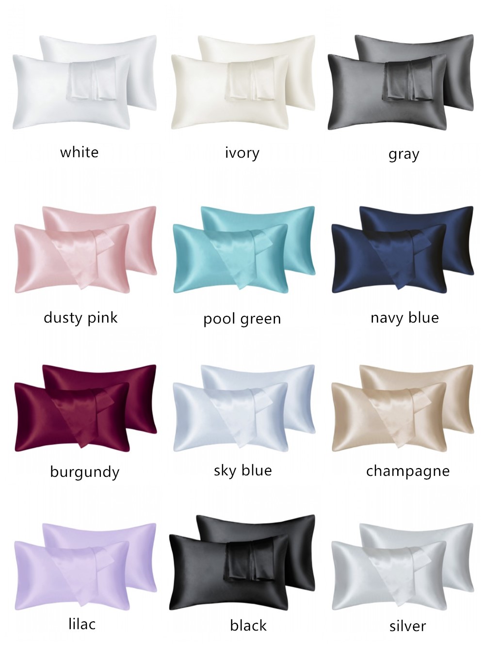2 pçs/lote sólido de seda ceti - Silk Pillowcase avaliação e preço